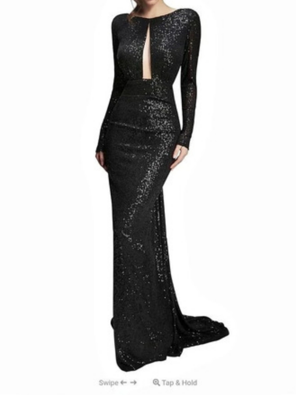 Black Sequin Backless Maxi Dress Like New